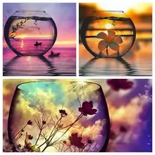 GATYZTORY 5D алмазная живопись полный квадрат DIY домашний декор мозаика Стразы картина логотип на заказ рассвет через бутылку