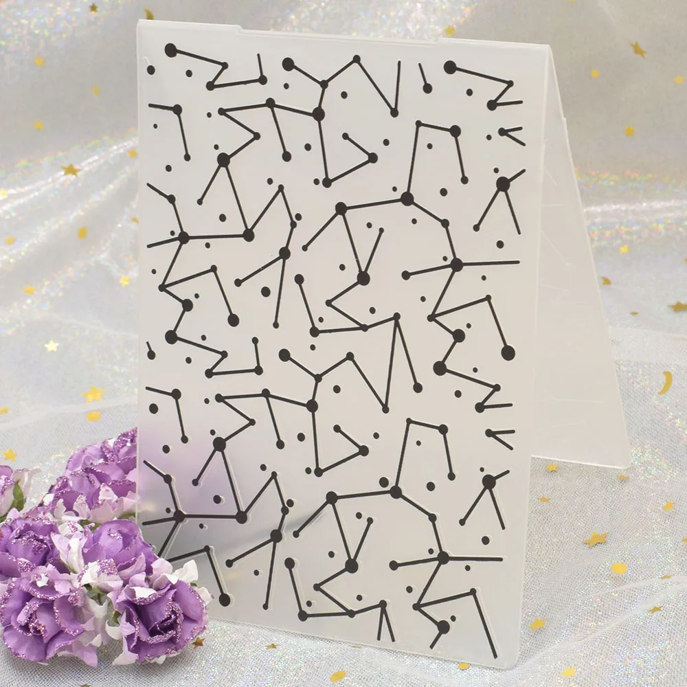 

Line Constellation Pattern Plastic Embossing Folder Template Scrapbooking DIY Paper Craft Card Making Photo Album Decor