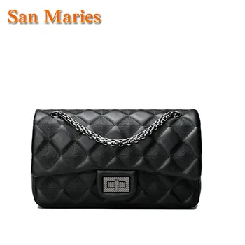 

San Maries 20.25.28cm Women Genuine Leather Handbag Fashion Luxury Shoulder Bag Chain Crossbody Bag Designer Brand Purse
