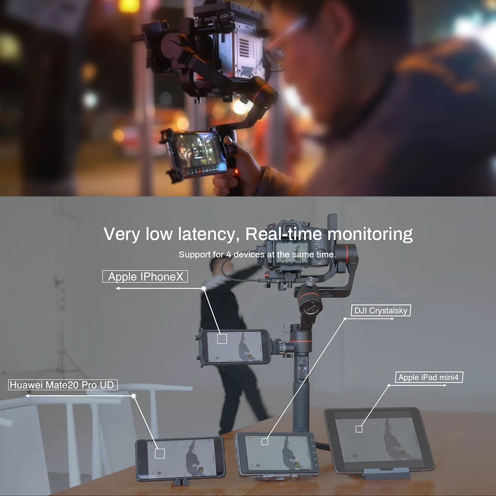 ACCSOON A1-PRO 3-осевая карманная Камера Gimbal LUT с вертикальной загрузкой для мониторинга смартфонов для цифровой зеркальной камеры Canon Nikon sony DSLR ILDC Камера фон для фотосъемки