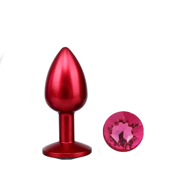 Pink diamond red metal anal plug