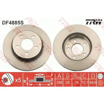 

Disc brake front Jeep Cherokee 2.4/3.7/2.8D 01-07 TRW DF4885S