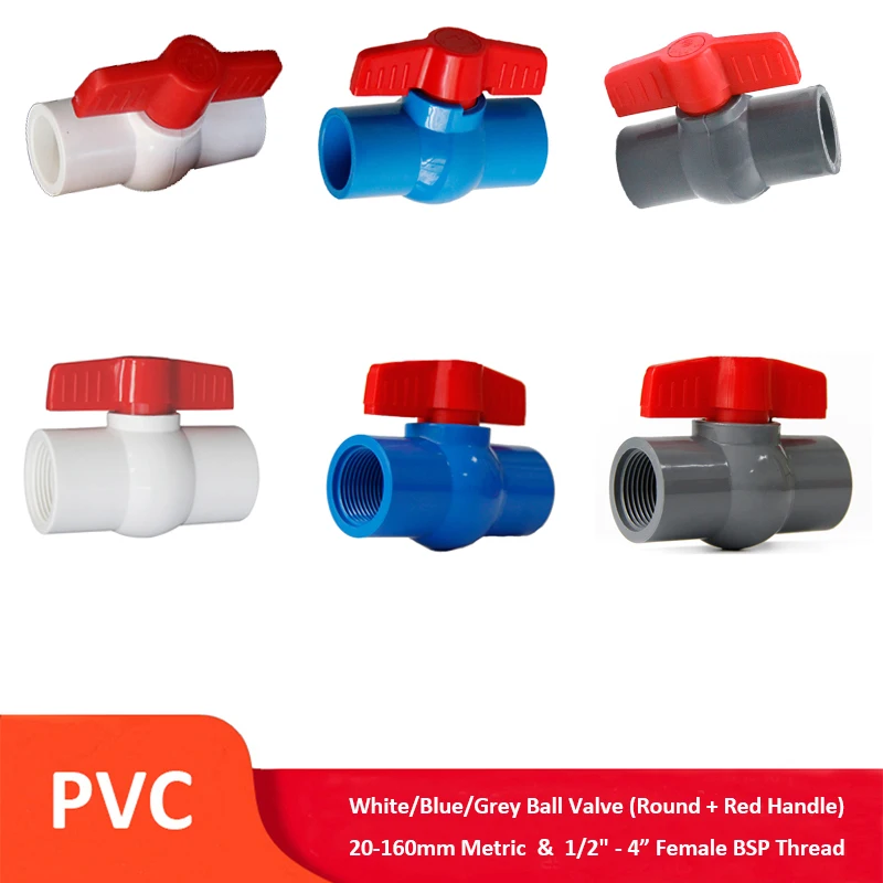PVC Ball Valve Solvent Weld,For 20/25/32/40/50/63/75/90/110/125mm Water Pipe 