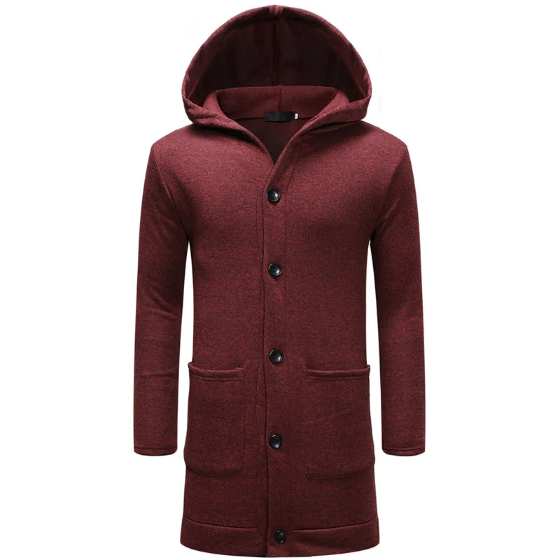 

2018 Winter New Style Fashion Snowflake Viscose Men Long Thick Button Cardigan Trench Coat Mantle
