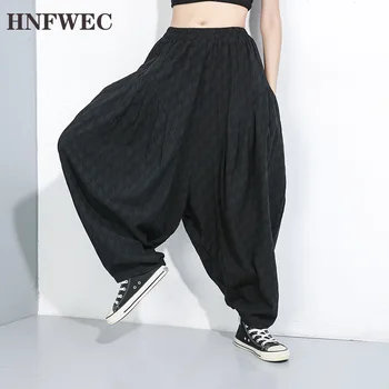 

Dark Style 2019 Autumn Loose Harem Pants Elastic Waist Bloomers Jacquard Weave Woman Bloom Pants L062