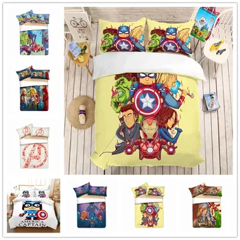 

Disney Cartoon Avengers Children bedding set boy girl Duvet cover pillow cases single double twin full queen king size Gift