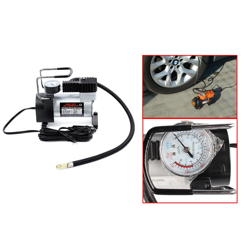 PRECISION AUTO Heavy Duty Portable Air Compressor Pump Car Tyre Auto Tire Inflator 12V 100PSI