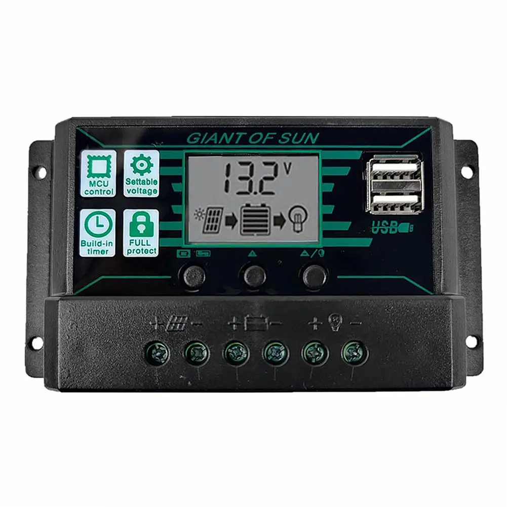 60A 100A 50A 30A 24V MPPT//PWM 2-in-1-Solarladeregler Mit Zwei USB-Anschl/üssen Und LCD-Display Solarpanel Smart Regulator 10A Solarregler 12V 40A 20A