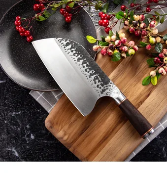 

Chinese Butcher Knife Stainless 5CR15MOV Steel Chop Chinese Cleaver Kitchen Knife Handmade Forged Cutlery Knives Chef Cook Tools