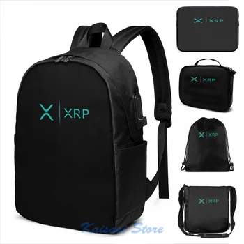 

XRP RIPPLE NEW MINTY TEAL LOGO SIDE BY SIDE USB Charge Backpack men School bags Women bag Travel laptop bag