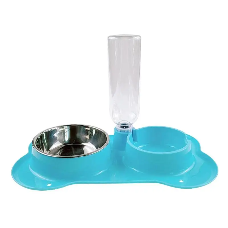 Нескользящие миски для кошек, двойные миски с приподнятым подставкой, миски для еды и воды для домашних животных, кормушки для собак, двойные миски для питья домашних животных - Цвет: 13 Blue