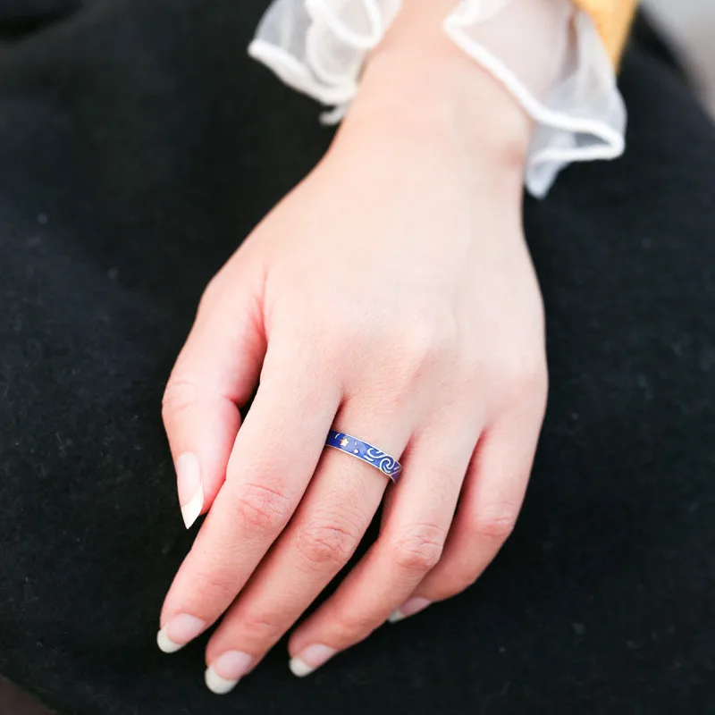 INZATT Настоящее серебро 925 проба эмаль солнце кольцо с изменяющимся размером для модных женщин милые ювелирные изделия минималистические аксессуары подарок