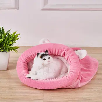 

Cat Sleeping Bag Fleece Cute Folding Dogs Puppy Kitten Bed Kennel House Pets Mat Cushion for Household Animal Dogs Accessories