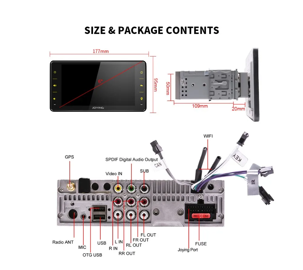 Flash Deal JOYING 1 din android 8.1 car radio gps android radio with bluetooth head unit 6.2 inch screen 2GB RAM 8 CORE rear view camera 15