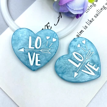 

7pcs Blue heart Resin flat back Cabochon Art Supply flatbacks kawaii Hair Bows Center Crafts DIY A59