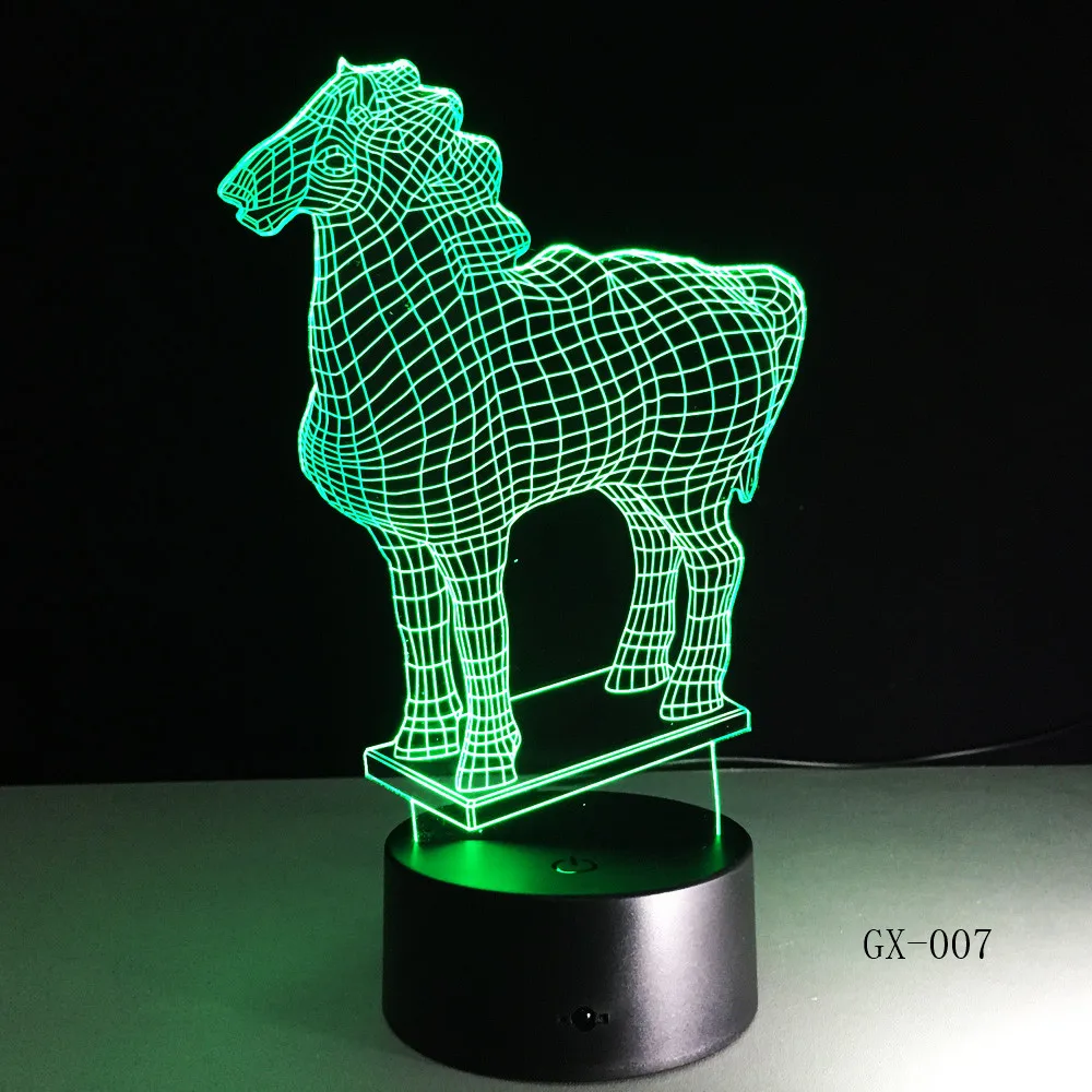 Horse Model 3D illusion LED Night Light 7Colors Table Lamp For Children Gift Drop Ship GX-0072 | Лампы и освещение