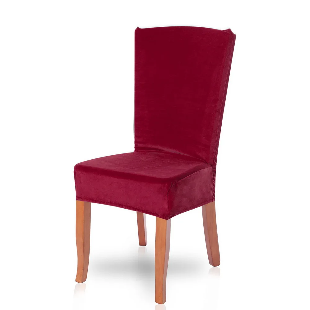 1/2/4/6pcs Soild Color Stretch Chair Cover Restaurant Elastic Slipcover Dining Room Fundas Removable Seat Case for Wedding Hotel - Цвет: Wine Red