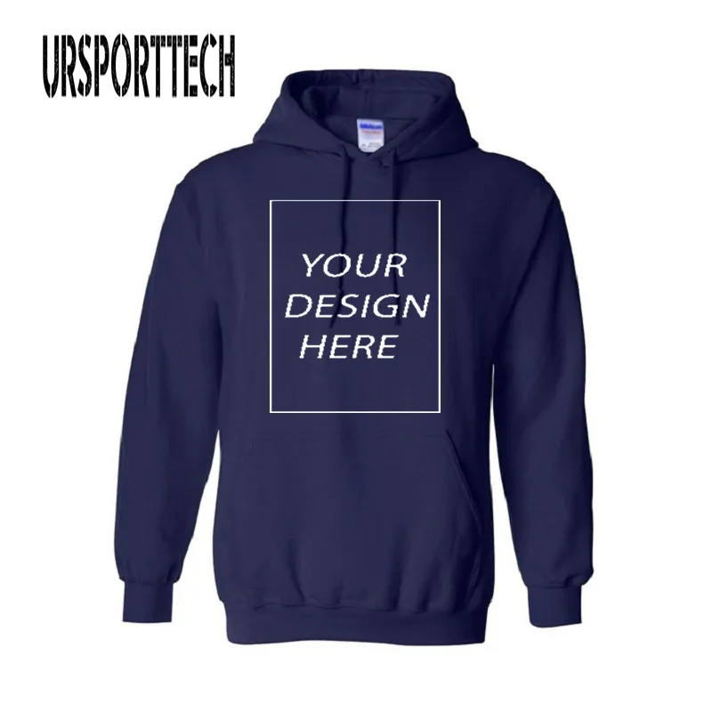  URSPORTTECH Customized With Own Logo Pullover Hoodies Men Adult Printed Thick Sweatshirt Colorful B