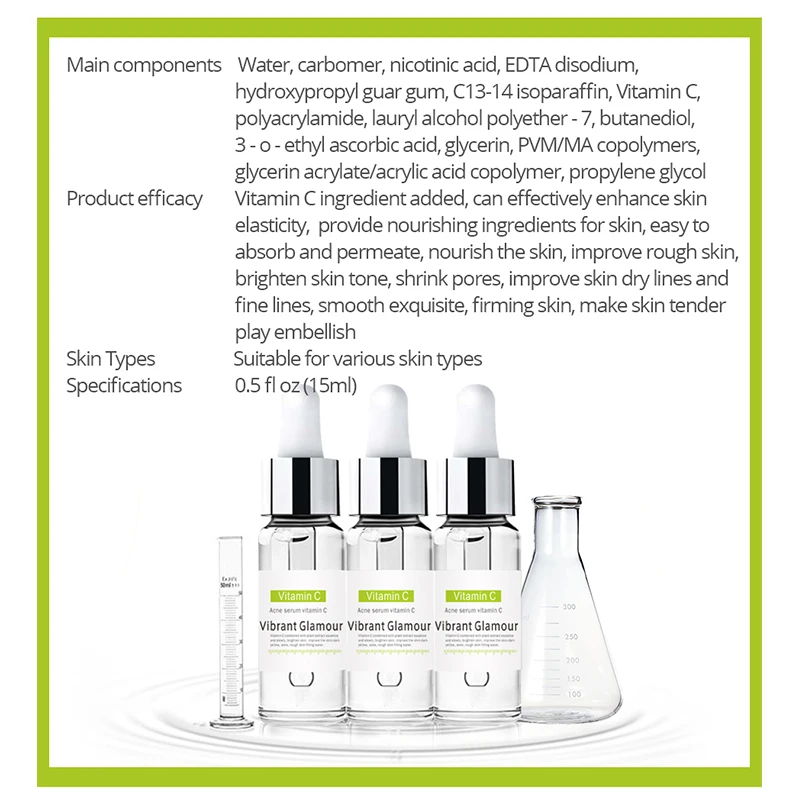 VIBRANT GLAMOUR Vitamin C Facial Serum Anti Wrinkle Remove Dark Spots Collagen Face Serum Anti Aging Essence Whitening VIBRANT GLAMOUR Vitamin C Facial Serum Anti Wrinkle Remove Dark Spots Collagen Face Serum Anti Aging Essence Whitening