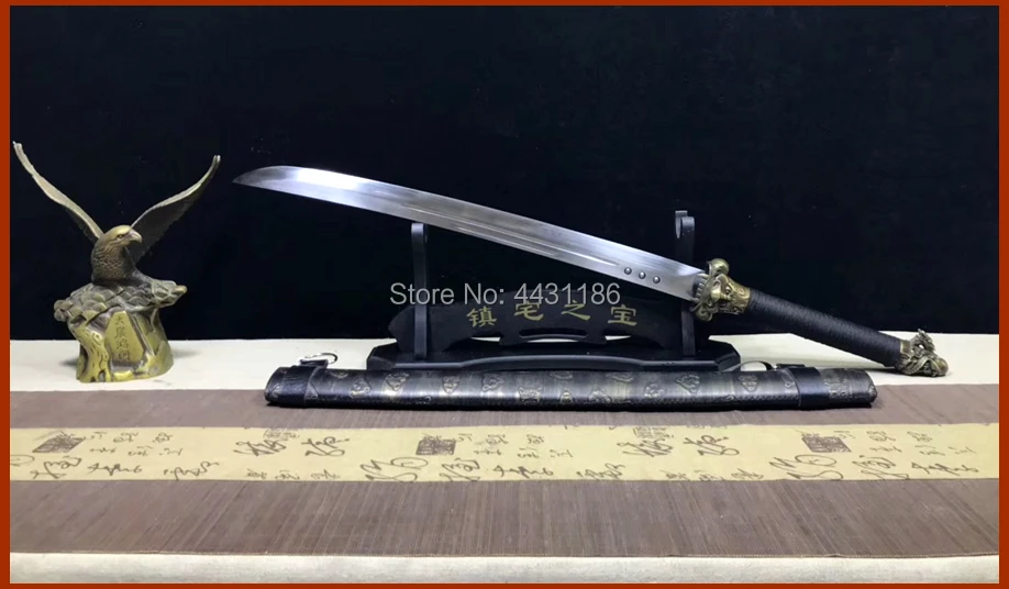 Chinese KungFu Broadsword Sword WuShu Da Dao Strong High Manganese Steel Blade Sharp Outdoors Fighting Broad Knife Saber