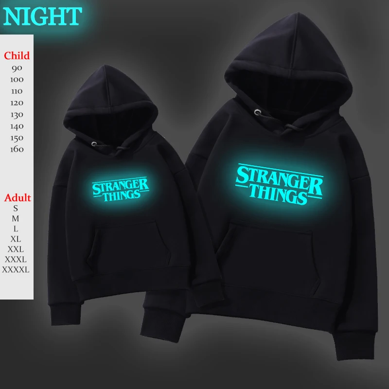 

Family Matching Hoodies Clothes Stranger Things Print Hoodie Women Son Daughter Mum Dad Pullover Sweatshirt Kids Hoody Tops