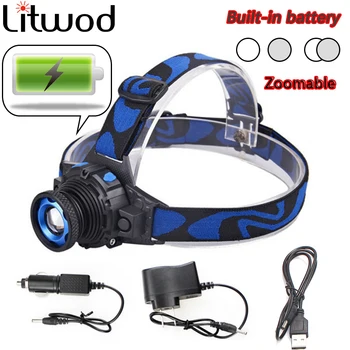 

Litwod Z202308 Build-in Rechargeable Battery XML Q5 Led bright Headlamp Head light head Flashlight head Zoomable Head lamp