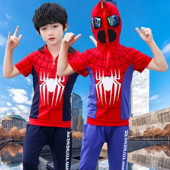 

Teenager Boy Suit Summer SpiderMan Clothes 2020 Summer New With Glasses Baby Boy Short-Sleeved Children Clothing 6 8 10 12 Y
