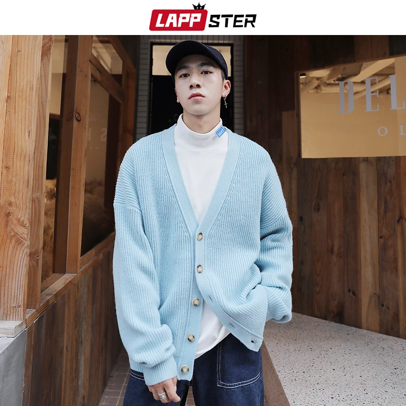 LAPPSTER мужской кардиган Kpop одежда мужские свитера Harajuku Ulzzang Повседневный винтажный зимний свитер с длинным рукавом одежда в стиле хип-хоп