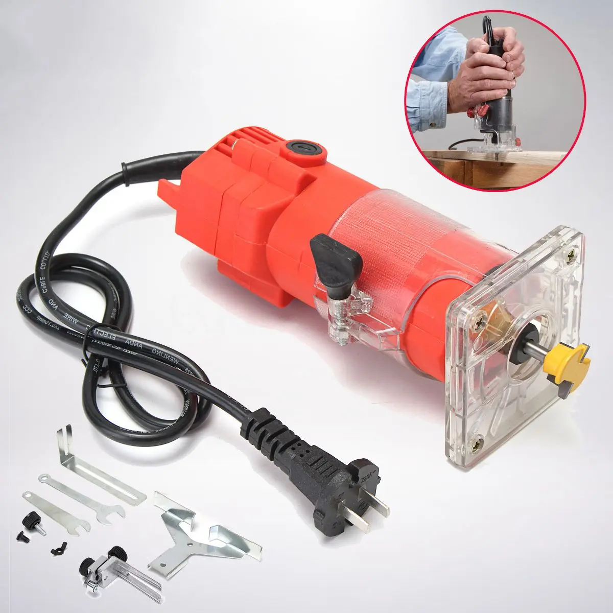 Wood Router Trimmer 220V 350W 6.0mm Electric Woodworking Hand Trimmer