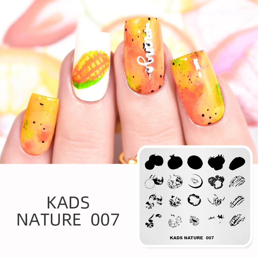 KADS Nail Stamping Plates Nature 007 Various Color Fruit Image Nail Art Stamp Template Stencil for Nails Manicure tool Print 3