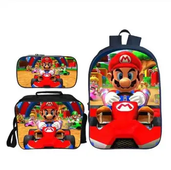 

New Arrivals 3Pcs/Set Printing 3D Super Mario Kids Shoulder Backpacks Cartoon Children School Bags for Boys Schoolbag Girls Bag