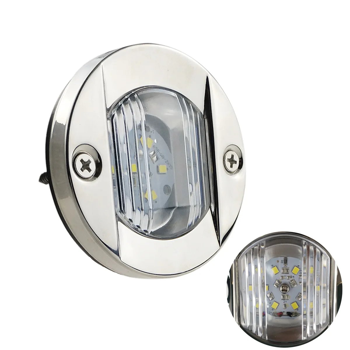 Cross Border Hot Sales Yacht Ship LED Stainless Steel 304 Circle Boat Taillight 12VC Cold White Light