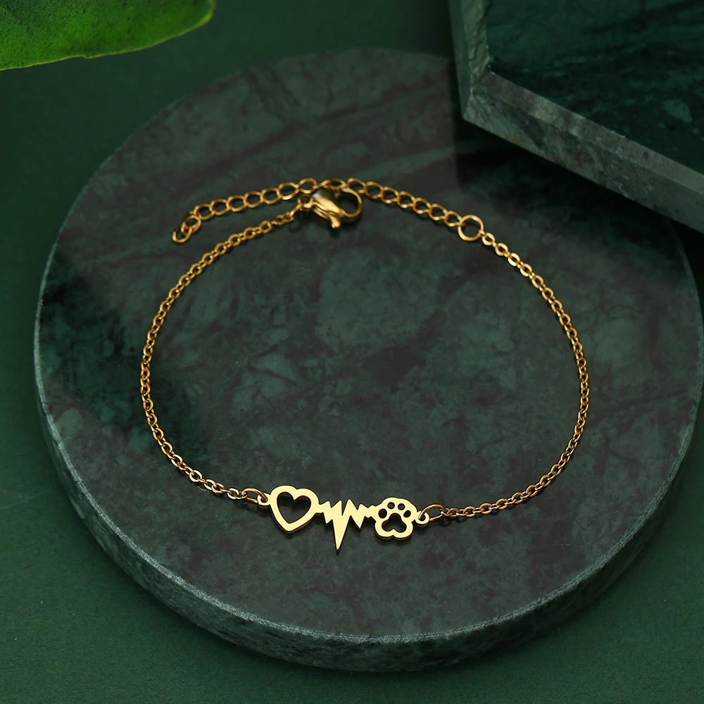 Stainless Steel Bracelets Classic Cartoon Dog Paw Chain Fashion Charm Bracelet For Women Jewelry Party Friends Best Gifts NEW