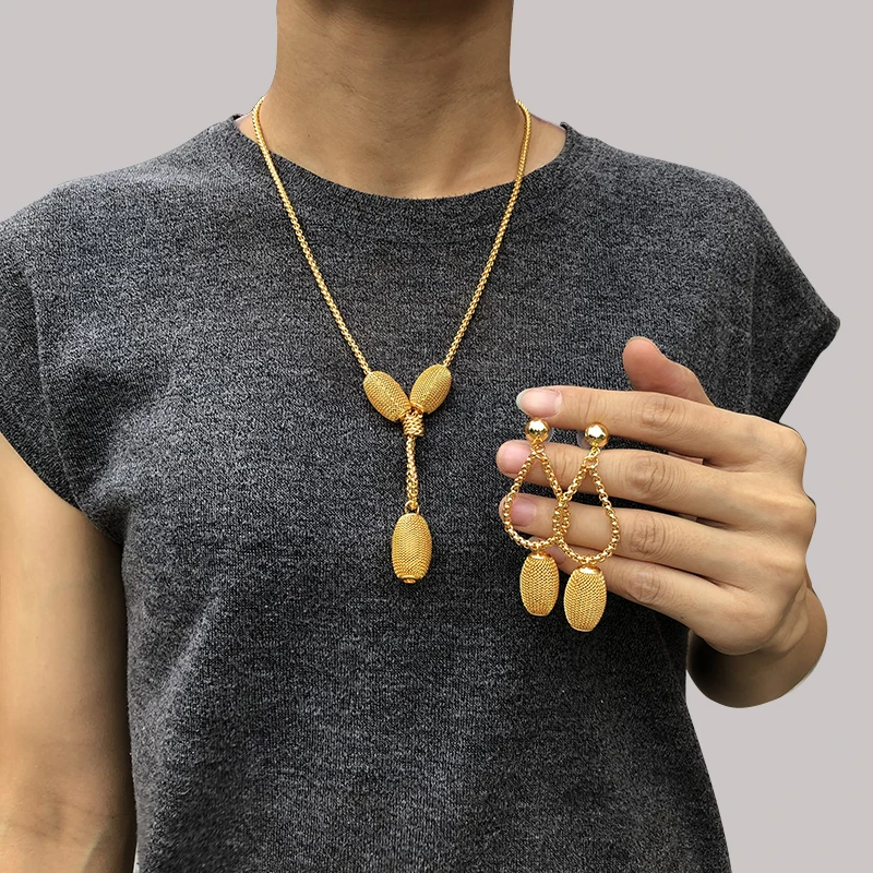Dubai gold jewelry sets for women big Necklace african beads jewelry set Women Italian Bridal Jewelry Sets Wedding Accessories