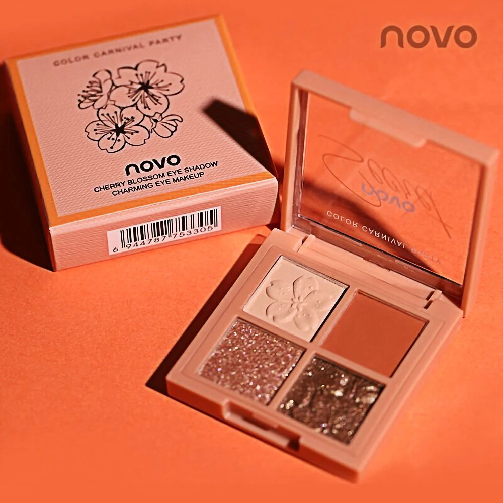 

NOVO5330 Four Color Eye Shadow Matte Pearl Sequins Waterproof Antiperspirant Lasting Does Not Fade Paragraph Net Content 6G