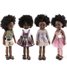 

35cm Black Curly Hair Bebe Reborn Girl Doll Full Silicone American Africa Ethnic Reborn Doll With Fashion Clothes Gift For Child