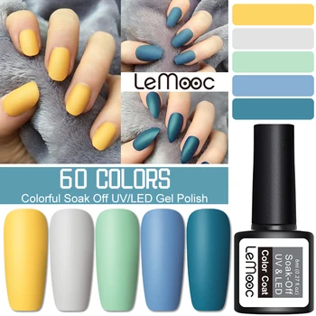 

LEMOOC 8ml Matte Top Coat Solid Color Gel Nail Polish Gray Series Semi Permanent Soak Off UV Gel Varnish DIY Nail Art Gel Paint