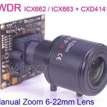 WDR 1/" sony Super HAD II CCD ICX662/ICX663 сенсор+ CXD4141 Модуль платы блока программного управления камеры+ ручной зум-объектив+ OSD кабель