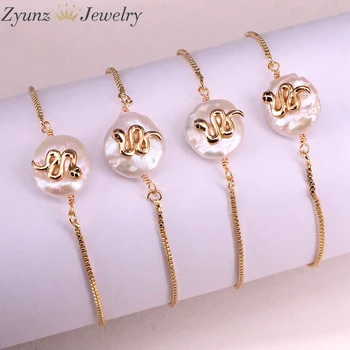 

10PCS, Fashion women's pearl snake bracelets jewelry gold cz zircon bracelet bangle adjustable chain bracelet for women