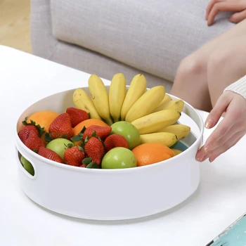 

HOT-Deep Lazy Susan Turntable Food Storage Bin Fruit Display Tray Rotating Organizer for Kitchen Pantry Cabinet Refriger