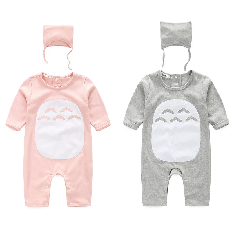 

Hot Selling Infants Totoro Romper Cartoon Baby One-piece Crawling Clothes with Hat Baby Anti-Cold Romper