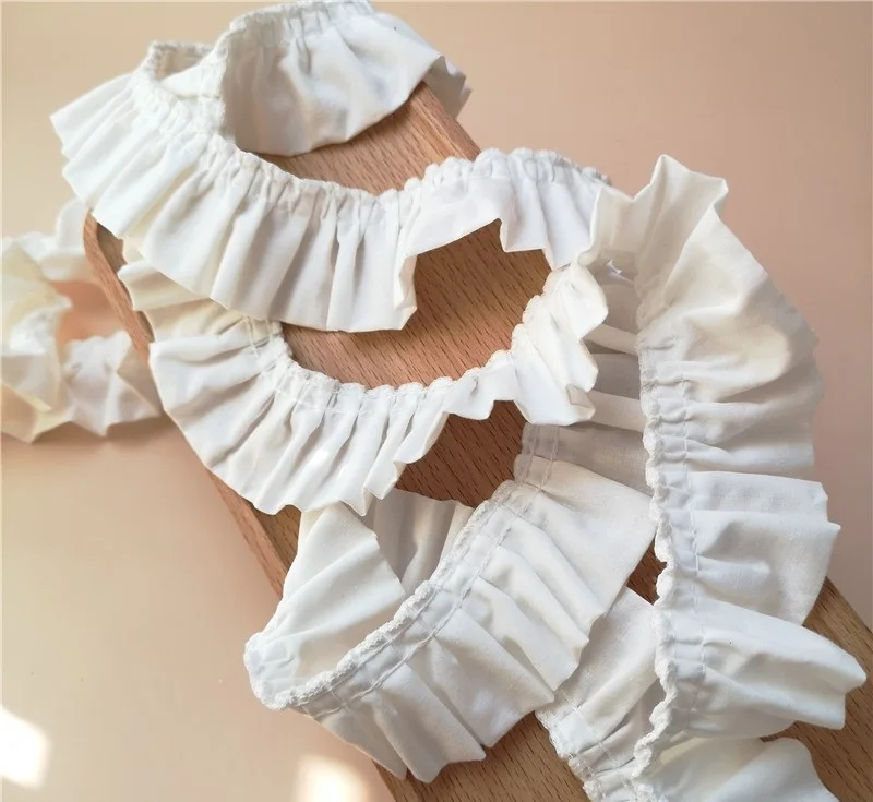 2Meter/lot 4cm White Curtain Trimmings Pleated Cotton Cloth Fold in Half Lace Collar Ribbon Trim DIY Clothing Dresses Decor X695