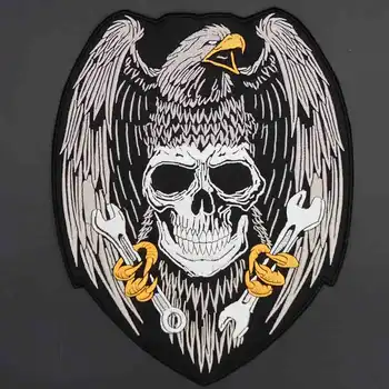 

Eagle with skull large embroidery patch sticker badge for motorcycle biker iron on clothes