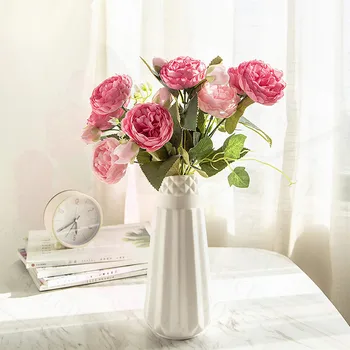 

Artificial Flowers Bouquet for Decoration High Quality Fake Flowers Home Decor 30Cm Artificial Flower Bouquet Rose Pink Wedding