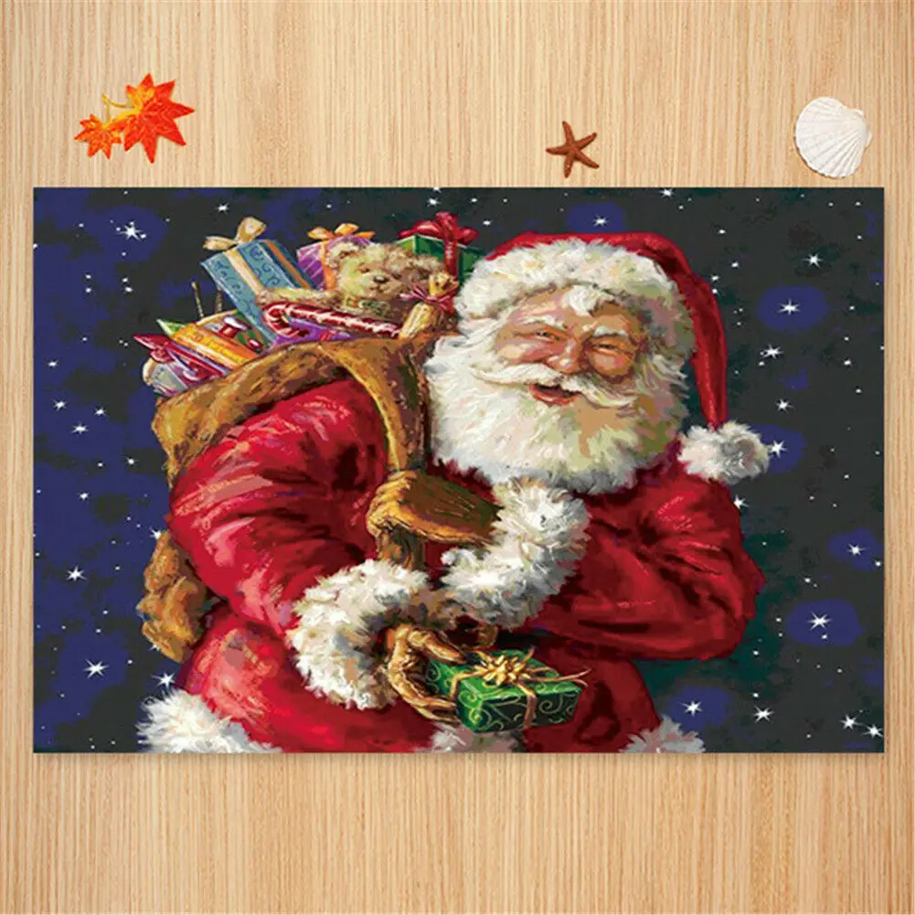 3D Рождественский Санта-Клаус, Противоскользящий коврик для кухни, столовой, камина, пола, фланелевый ковер, ковер, прочное Рождественское украшение для дома, напольный коврик - Цвет: D