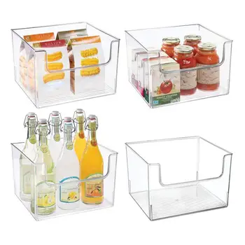 Clear Pantry Organizer Bins Household Plastic Food Storage Basket Box For Kitchen Countertops Cabinets Refrigerator Freezer