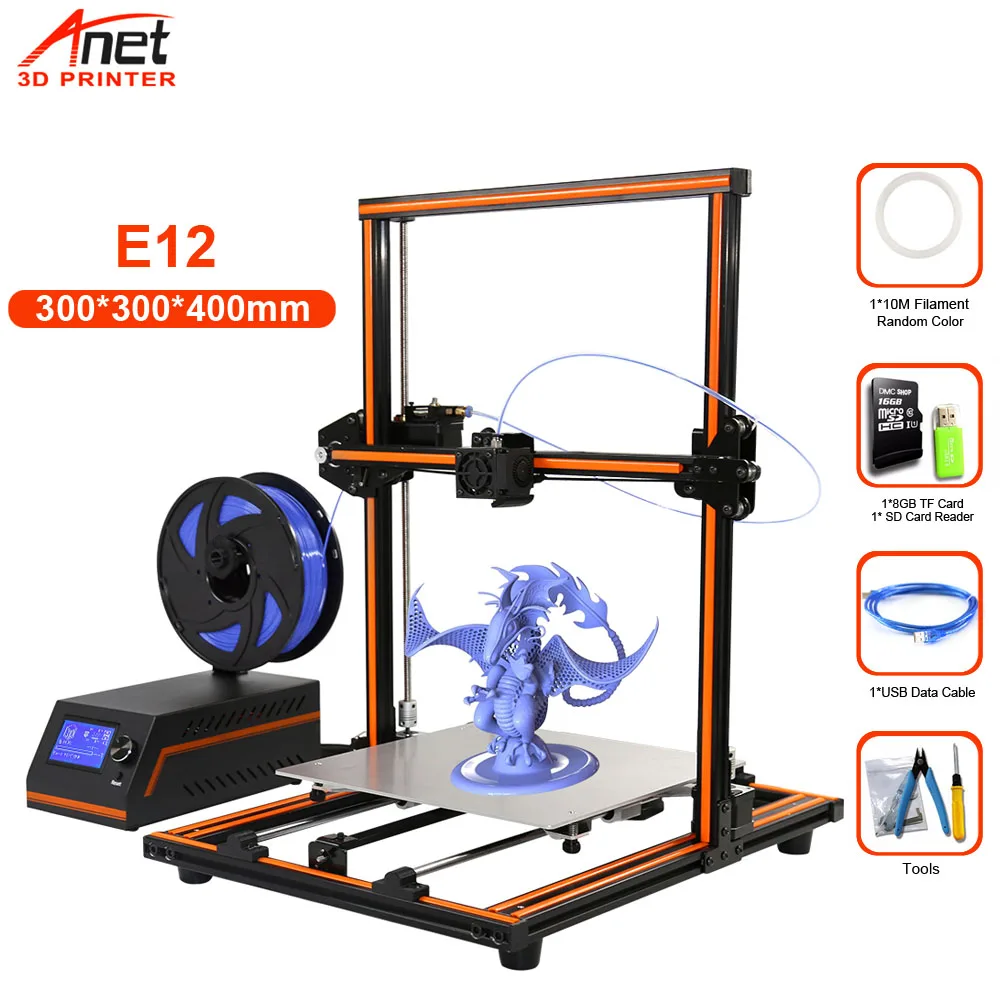 Anet Eagel серийный E10 E12 E16 настольный 3d принтер алюминиевая рама Высокая точность Reprap Prusa i3 большой размер DIY 3d принтер набор