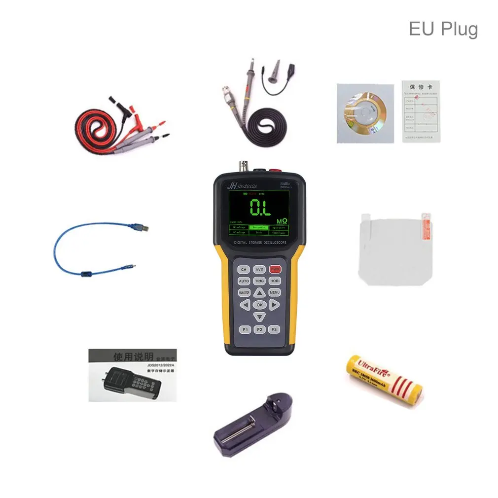 

JDS2012A Handheld Digital Oscilloscope Single Channel 20MHz 200MSa/s Sample Rate & 4000 Counts Digital Multimeter Scope Meter