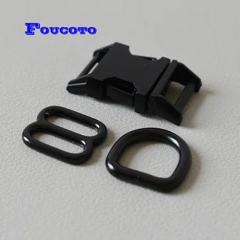 

200 sets/lot 15mm Metal D ring hardware luggage straps metal release buckles for webbing dog collar paracord bag belt loop parts