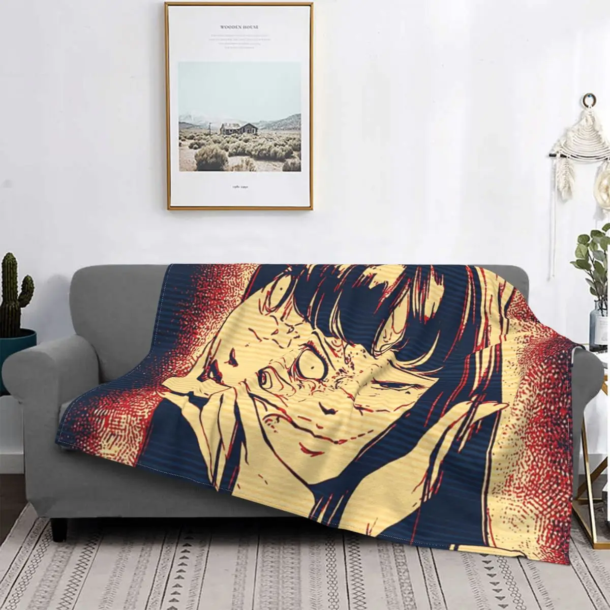 

Vintage Art Japanese Horror Manga Tomie Ito Junji Blankets Fleece Decoration Throw Blankets for Bedding Bedroom Plush Thin Quilt